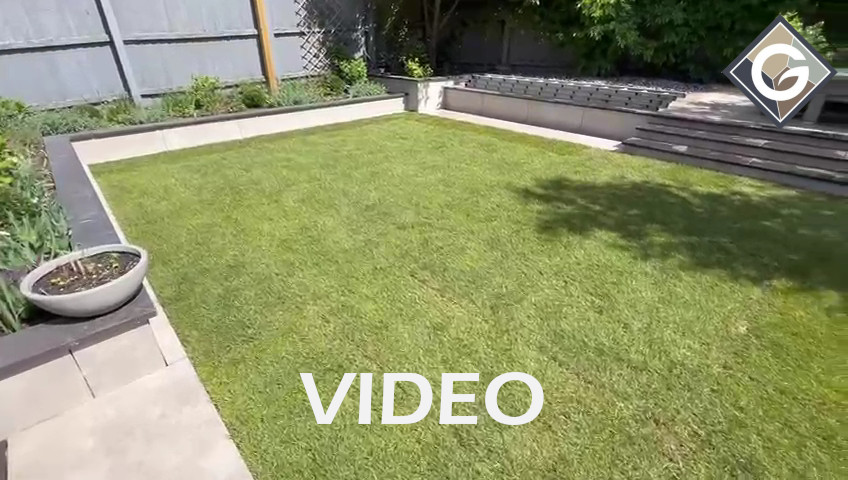 Grass lawn and porcelain paving video.
